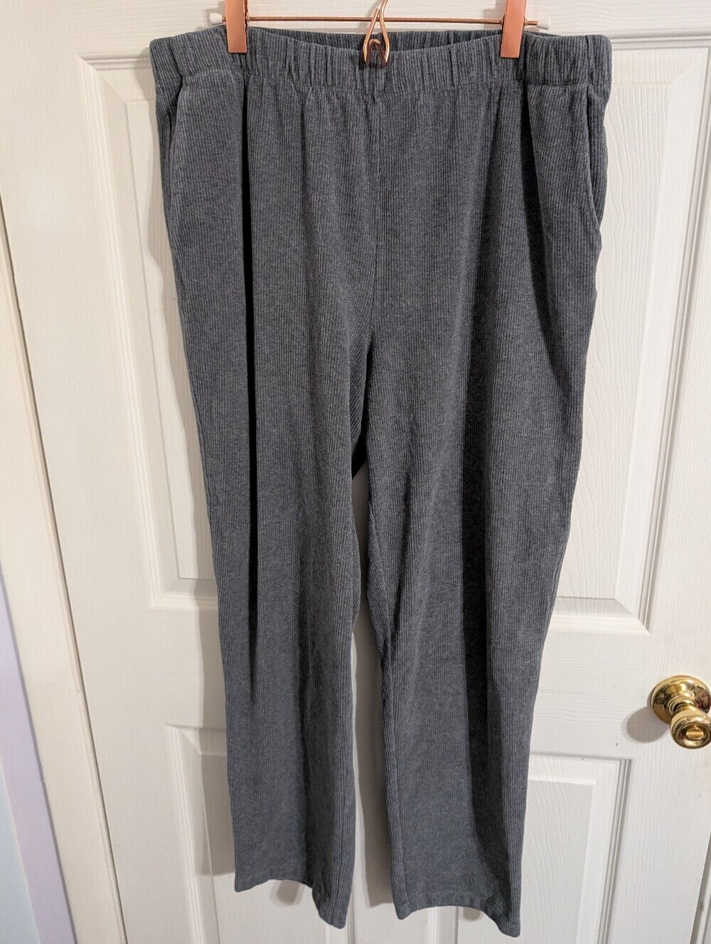 Lands End Womens Pants Gray Corduroy Pull On Elastic Waist Stretch Size Large